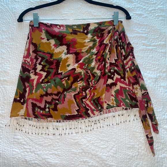 Zara Beaded Multicolor Wrap Mini Skirt - Picture 3 of 9